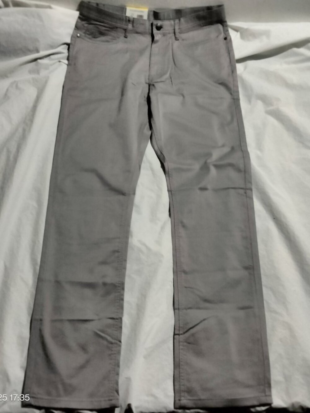 English Laundry Mens Pants 32x34(33x33) Straight Fit Gray Stretch 5 Pocket Chino
